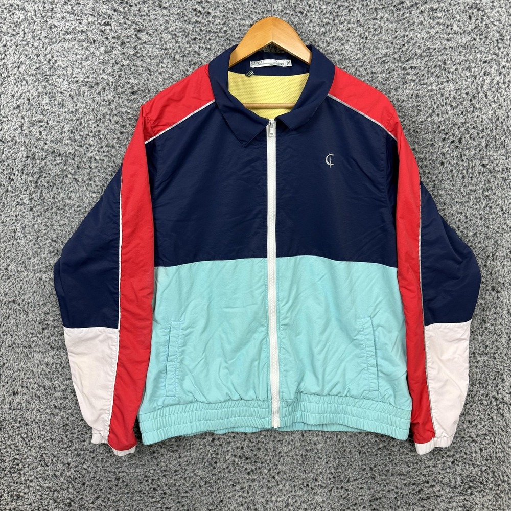 Criquet Jacket Mens XL Multicolor Colorblock Full Zip Golf Windbreaker Nylon